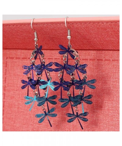 TraveT Colorful Dragonfly Dangle Hook Earrings Boho Lightweight Long Drop Earrings for Women Jewelry Gift,Style 5 Blue Style ...