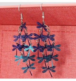 TraveT Colorful Dragonfly Dangle Hook Earrings Boho Lightweight Long Drop Earrings for Women Jewelry Gift,Style 5 Blue Style ...