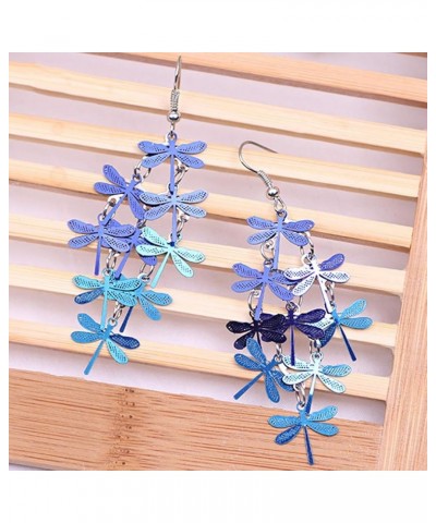 TraveT Colorful Dragonfly Dangle Hook Earrings Boho Lightweight Long Drop Earrings for Women Jewelry Gift,Style 5 Blue Style ...