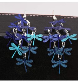 TraveT Colorful Dragonfly Dangle Hook Earrings Boho Lightweight Long Drop Earrings for Women Jewelry Gift,Style 5 Blue Style ...