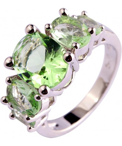 925 Silver Plated Ring Brilliant Oval Cut Citrine Wedding Engagement Ring for Women Size 8 US_8 Pale Green $5.39 Rings