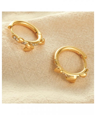 Huggie Hoop Earrings 14K Gold Plated Cubic Zirconia Dainty Simple Cute Beads Elegant CZ Circle Small Hoop Earring for Women M...