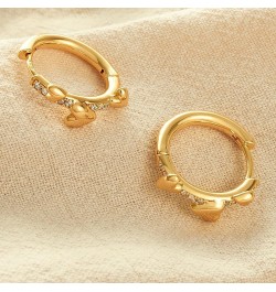 Huggie Hoop Earrings 14K Gold Plated Cubic Zirconia Dainty Simple Cute Beads Elegant CZ Circle Small Hoop Earring for Women M...