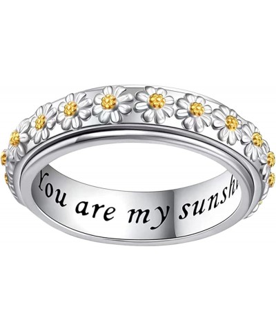 Daisy Flower Rotating Ring,You Are My Sunshine Double Color Women Fashion Trend Flower,Ladies Jewelry Diamond Rings For Women...