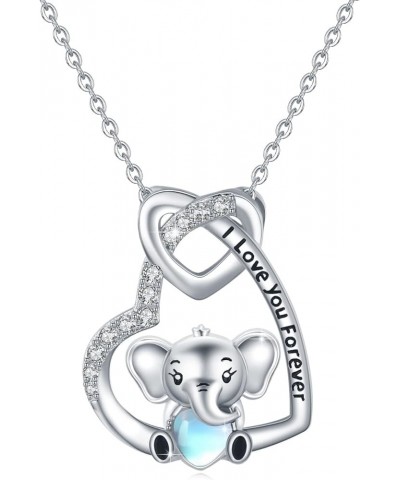 Heart Necklaces S925 Sterling Silver Heart Necklace Dainty Heart Jewelry Gifts for Women Girls 02-Elephant $19.24 Necklaces