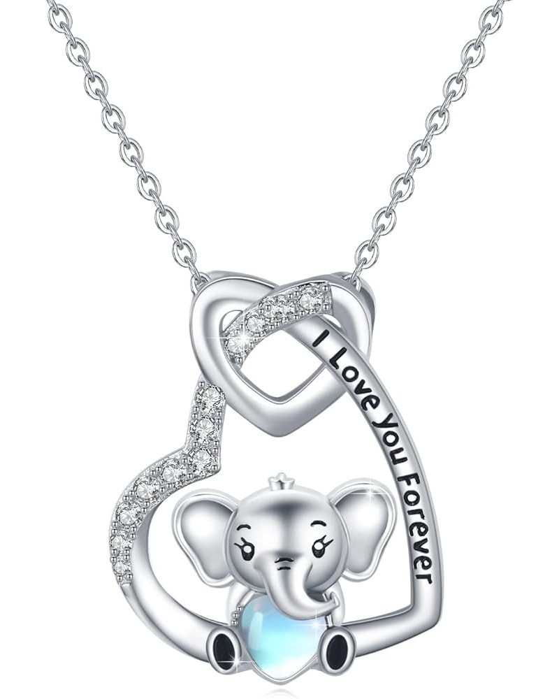 Heart Necklaces S925 Sterling Silver Heart Necklace Dainty Heart Jewelry Gifts for Women Girls 02-Elephant $19.24 Necklaces