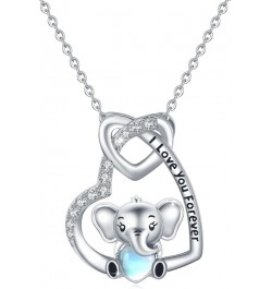 Heart Necklaces S925 Sterling Silver Heart Necklace Dainty Heart Jewelry Gifts for Women Girls 02-Elephant $19.24 Necklaces