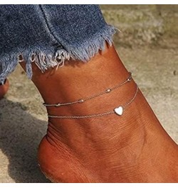 Layered Anklets Women Heart Gold Ankle Bracelet Charm Beaded Dainty Foot Jewelry for Women and Teen Girls Summer Barefoot Bea...