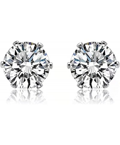 Clip on Earrings Mens Womens Earrings Cubic Zirconia Stud Earrings, Non-Piercing Clip On Cheater Fake Ear 7MM Silver $8.69 Ea...