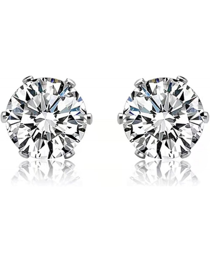 Clip on Earrings Mens Womens Earrings Cubic Zirconia Stud Earrings, Non-Piercing Clip On Cheater Fake Ear 7MM Silver $8.69 Ea...