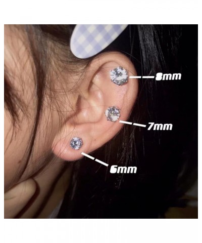 Clip on Earrings Mens Womens Earrings Cubic Zirconia Stud Earrings, Non-Piercing Clip On Cheater Fake Ear 7MM Silver $8.69 Ea...