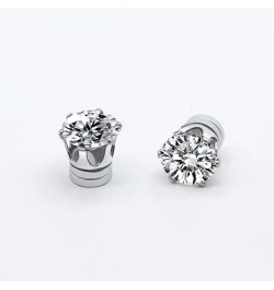 Clip on Earrings Mens Womens Earrings Cubic Zirconia Stud Earrings, Non-Piercing Clip On Cheater Fake Ear 7MM Silver $8.69 Ea...