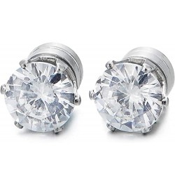 Clip on Earrings Mens Womens Earrings Cubic Zirconia Stud Earrings, Non-Piercing Clip On Cheater Fake Ear 7MM Silver $8.69 Ea...