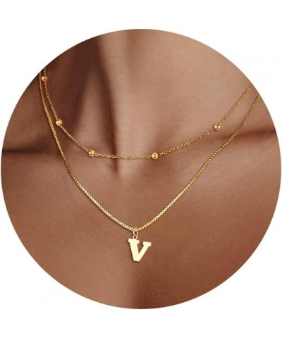 Layered Initial Necklaces for Women Girls - 14K Gold Plated Initial Necklaces | Layered Initial Letter Necklaces | Gold Initi...