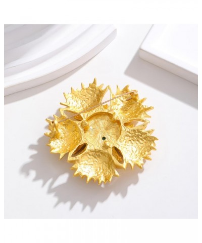 Blue Turquoise Sunflower Brooch Pin for Women Girls Big Flower Lapel Pins Crosage Badge Shawl Clip Scraf Pin 14K Gold Plated ...