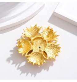 Blue Turquoise Sunflower Brooch Pin for Women Girls Big Flower Lapel Pins Crosage Badge Shawl Clip Scraf Pin 14K Gold Plated ...