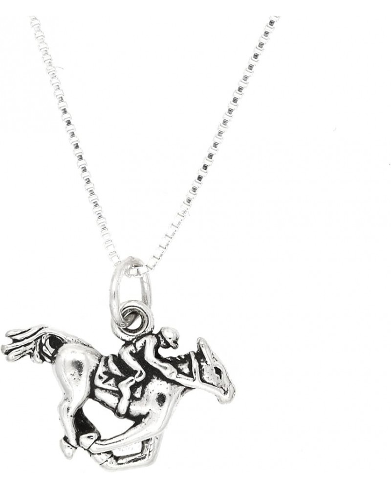 Sterling Silver Double Sided Equestrian Horse and Jockey Necklace 30.0 Inches $14.28 Necklaces