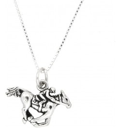 Sterling Silver Double Sided Equestrian Horse and Jockey Necklace 30.0 Inches $14.28 Necklaces