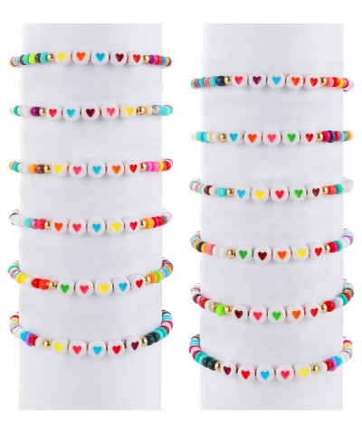 12 Pcs Friendship Bracelets Colorful Beads Bracelets Love Heart Bracelets Letter Beads Bracelets Motivational Bracelets for W...