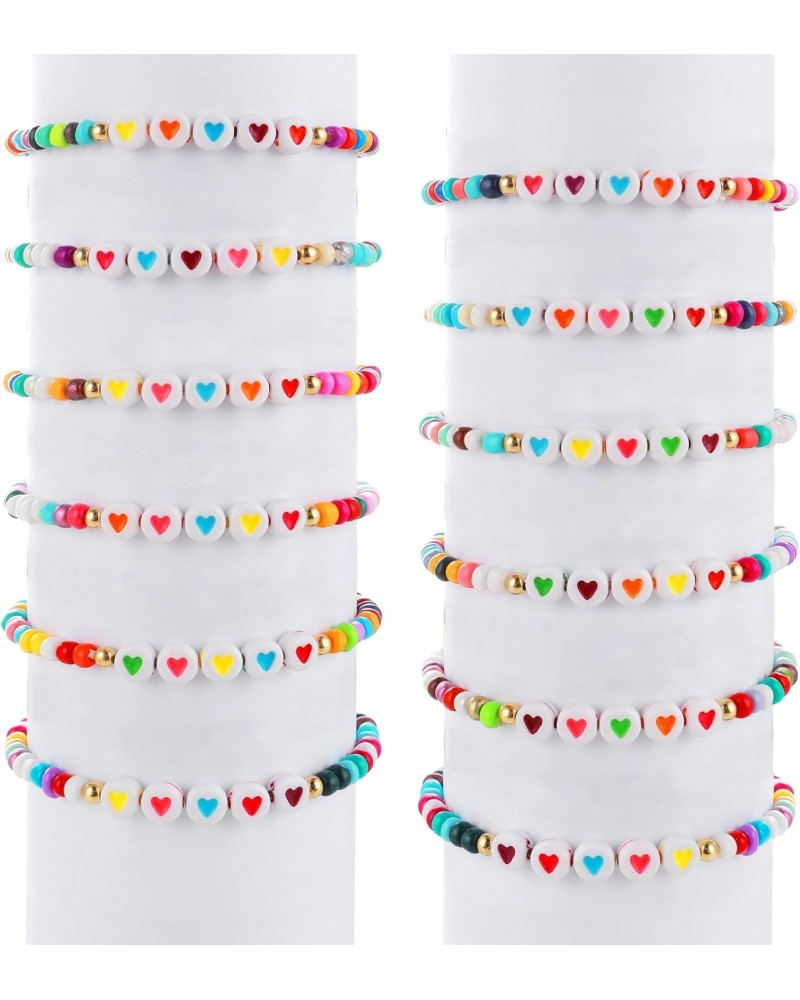 12 Pcs Friendship Bracelets Colorful Beads Bracelets Love Heart Bracelets Letter Beads Bracelets Motivational Bracelets for W...