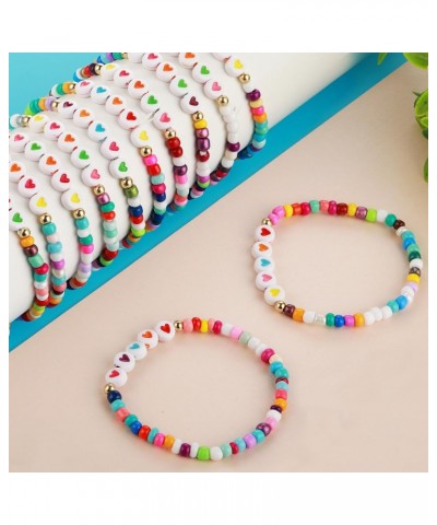 12 Pcs Friendship Bracelets Colorful Beads Bracelets Love Heart Bracelets Letter Beads Bracelets Motivational Bracelets for W...