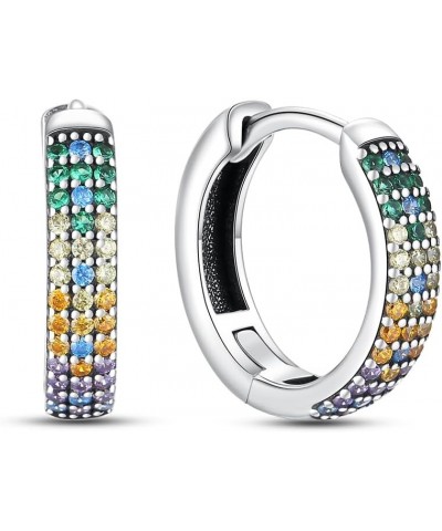 925 Sterling Silver Hoop Earrings Huggie Earrings Colorful Cubic Zirconia Hypoallergenic Small Hoop Earrings for Women Colorf...