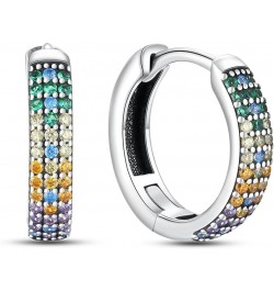 925 Sterling Silver Hoop Earrings Huggie Earrings Colorful Cubic Zirconia Hypoallergenic Small Hoop Earrings for Women Colorf...