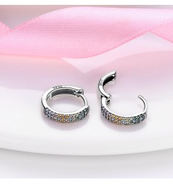 925 Sterling Silver Hoop Earrings Huggie Earrings Colorful Cubic Zirconia Hypoallergenic Small Hoop Earrings for Women Colorf...