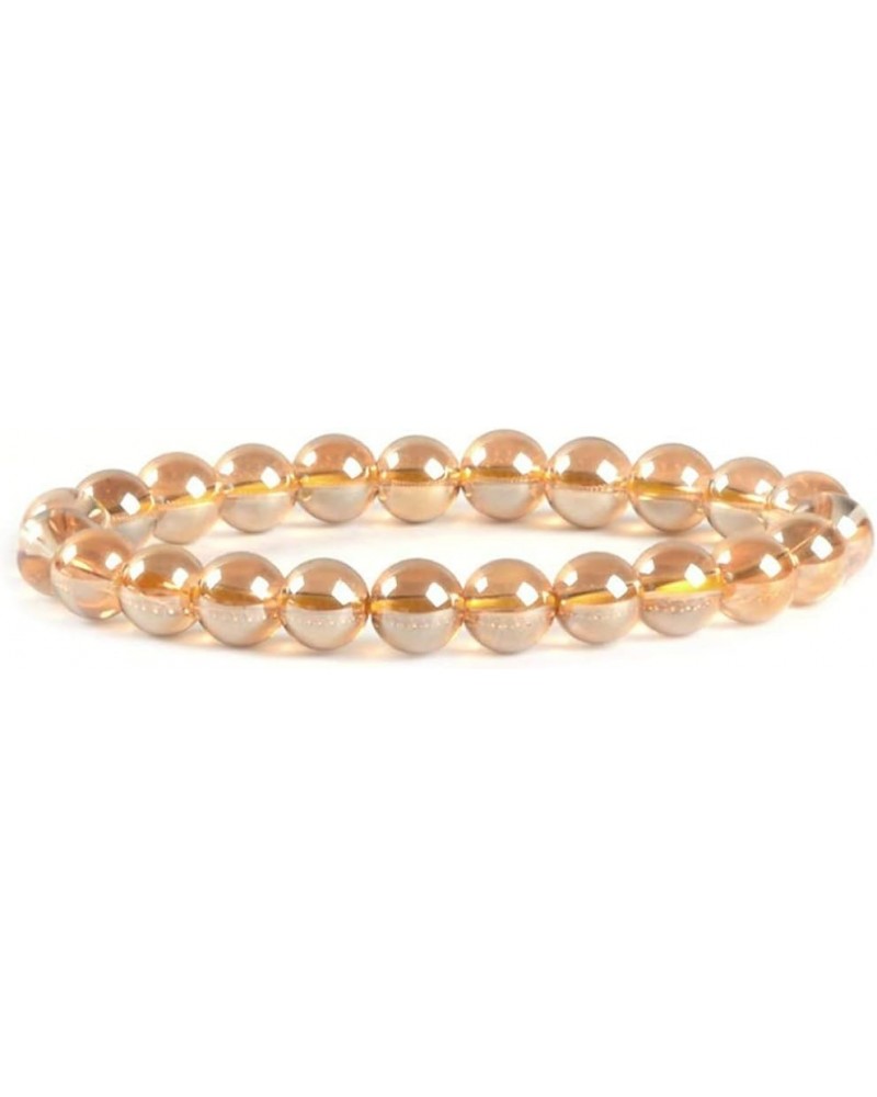 Gem Semi Precious Gemstone 8mm Round Beads Stretch Bracelet 7 Inch Unisex Rose Gold Coated Clear Quartz $11.20 Bracelets