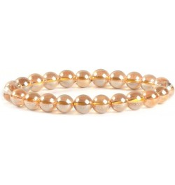 Gem Semi Precious Gemstone 8mm Round Beads Stretch Bracelet 7 Inch Unisex Rose Gold Coated Clear Quartz $11.20 Bracelets