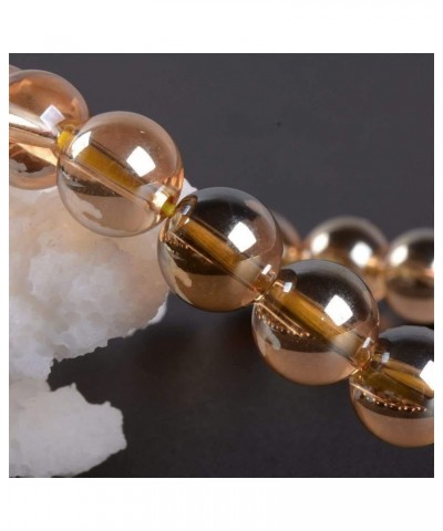 Gem Semi Precious Gemstone 8mm Round Beads Stretch Bracelet 7 Inch Unisex Rose Gold Coated Clear Quartz $11.20 Bracelets