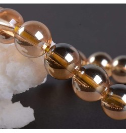 Gem Semi Precious Gemstone 8mm Round Beads Stretch Bracelet 7 Inch Unisex Rose Gold Coated Clear Quartz $11.20 Bracelets