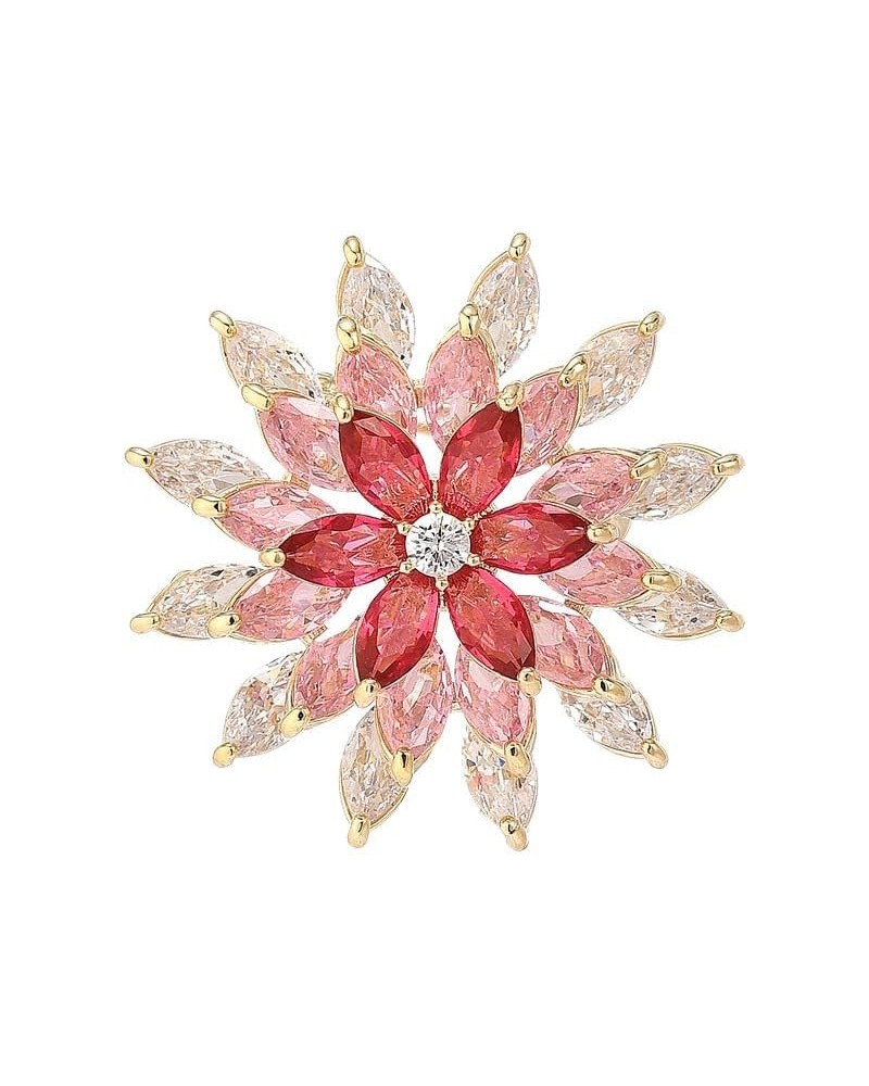 Rotating Floral Series Brooch Jewelry For Woman Fashion, Large Costume Broches & Pins Christmas Gift Pink Snowflake $10.50 Br...