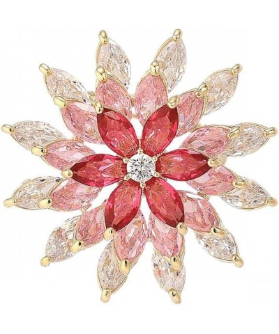 Rotating Floral Series Brooch Jewelry For Woman Fashion, Large Costume Broches & Pins Christmas Gift Pink Snowflake $10.50 Br...