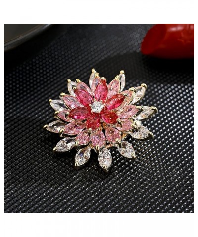 Rotating Floral Series Brooch Jewelry For Woman Fashion, Large Costume Broches & Pins Christmas Gift Pink Snowflake $10.50 Br...