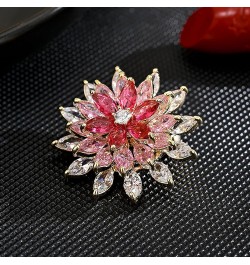 Rotating Floral Series Brooch Jewelry For Woman Fashion, Large Costume Broches & Pins Christmas Gift Pink Snowflake $10.50 Br...