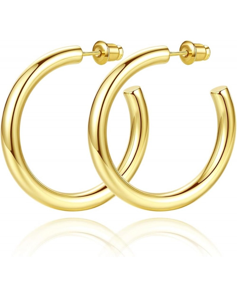 14K Gold Plated Chunky Gold Hoops High Polished Gold Hoop Earrings for Women Diameter 35mm Gold Hoop Earrings $10.44 Earrings