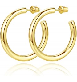 14K Gold Plated Chunky Gold Hoops High Polished Gold Hoop Earrings for Women Diameter 35mm Gold Hoop Earrings $10.44 Earrings