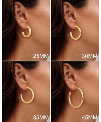 14K Gold Plated Chunky Gold Hoops High Polished Gold Hoop Earrings for Women Diameter 35mm Gold Hoop Earrings $10.44 Earrings