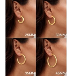 14K Gold Plated Chunky Gold Hoops High Polished Gold Hoop Earrings for Women Diameter 35mm Gold Hoop Earrings $10.44 Earrings