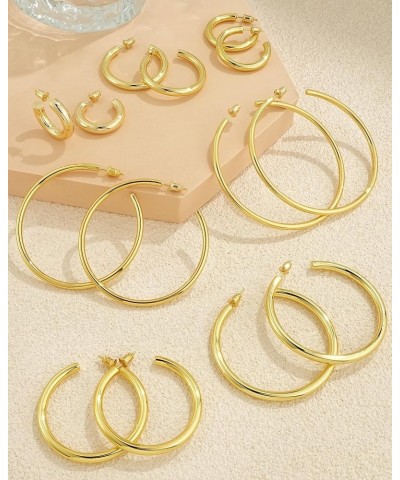 14K Gold Plated Chunky Gold Hoops High Polished Gold Hoop Earrings for Women Diameter 35mm Gold Hoop Earrings $10.44 Earrings