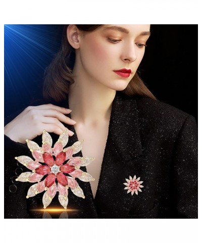 Rotating Floral Series Brooch Jewelry For Woman Fashion, Large Costume Broches & Pins Christmas Gift Pink Snowflake $10.50 Br...