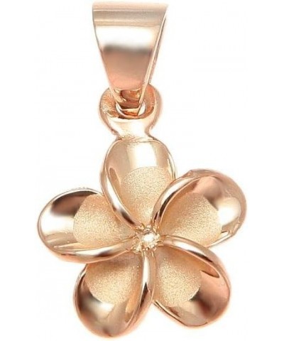 925 sterling silver pink rose gold plated Hawaiian plumeria flower no cz stone pendant 10mm $10.02 Others