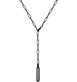 Stainless Steel Cubic Zirconia Vertical Bar Necklace for Women Black $11.96 Necklaces