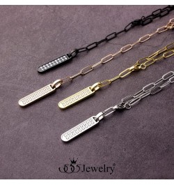 Stainless Steel Cubic Zirconia Vertical Bar Necklace for Women Black $11.96 Necklaces