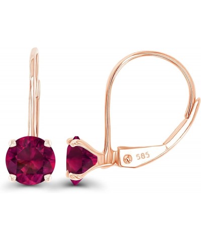 14k Gold Plated 925 Sterling Silver 5mm Round Hypoallergenic Genuine Birthstone Leverback Earrings Ruby Created Rose Gold $22...