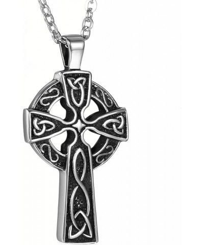 Stainless Steel Celtic Irish Knot Cross Pendant Necklace,Dual Layer Two-tone Jesus Crucifix Cross Black-celtic cross $12.75 B...