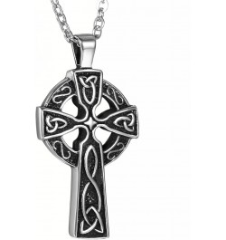 Stainless Steel Celtic Irish Knot Cross Pendant Necklace,Dual Layer Two-tone Jesus Crucifix Cross Black-celtic cross $12.75 B...