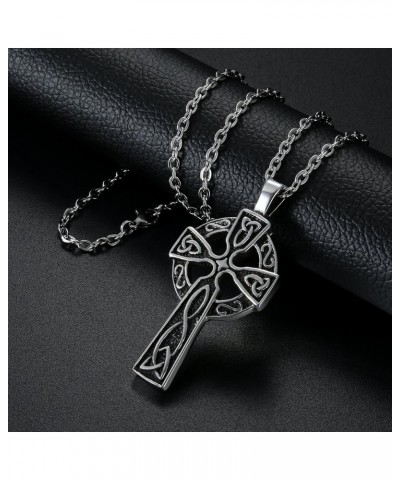 Stainless Steel Celtic Irish Knot Cross Pendant Necklace,Dual Layer Two-tone Jesus Crucifix Cross Black-celtic cross $12.75 B...