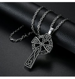 Stainless Steel Celtic Irish Knot Cross Pendant Necklace,Dual Layer Two-tone Jesus Crucifix Cross Black-celtic cross $12.75 B...